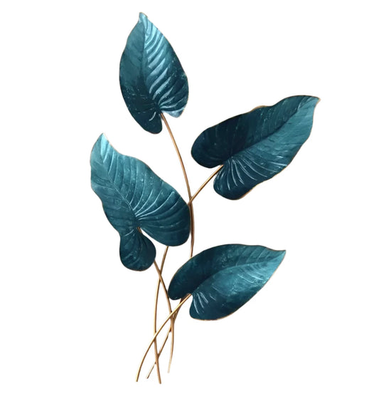 Ocean Blue Leaves Wall Sculpture Metal Wall Art