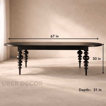 Ebon Nest Oval Dining Table Classic Contemporary Design with Turned Wooden Legs for Dining Room