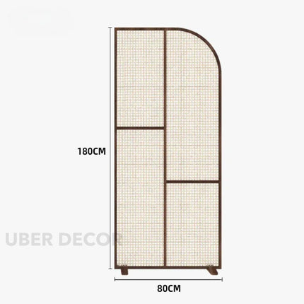 DIVI Handcrafted Wooden Rattan Room Divider with Curved Panel Design for Living Areas, Bedrooms & Custom Interior Zoning