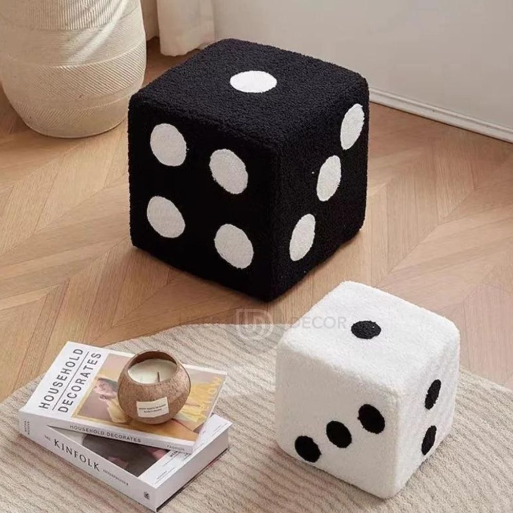 Dice Cube Ottoman - Stylish Square Ottoman Stool for Kids Bedroom and Living Room Furniture Design