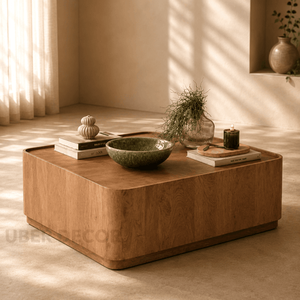 Fen Rectangular Coffee Table Modern Transitional Neo Classic European Designer Center Table Custom Finish Minimal Block Table for Formal Lounge