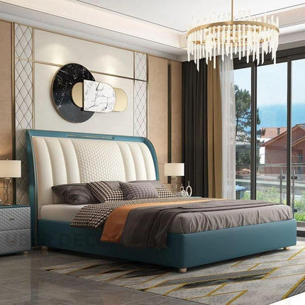 Blue Haven Crest Bed – Art Deco Luxury Bed for Master Bedroom