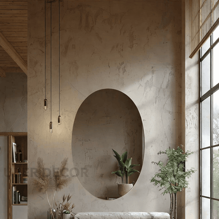 Glowza Frameless HD Mirror – Oval Wall Mirror with Minimalist Silhouette for Modern Natural Decor