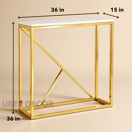 Geometric Harmony Mid-Century Modern Display Table – Customizable Marble Top for Entryway or Living Room - Uber Decor