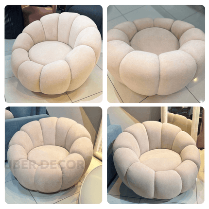 Pumpkin Sofa Accent Chair- Luxury Boucle Cloud Couch for Living Room or Bedroom