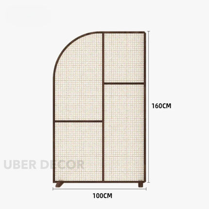 DIVI Handcrafted Wooden Rattan Room Divider with Curved Panel Design for Living Areas, Bedrooms & Custom Interior Zoning
