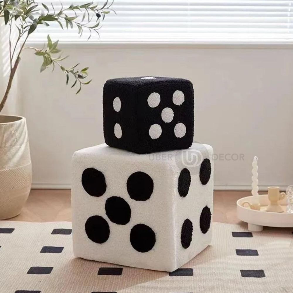 Dice Cube Ottoman - Stylish Square Ottoman Stool for Kids Bedroom and Living Room Furniture Design