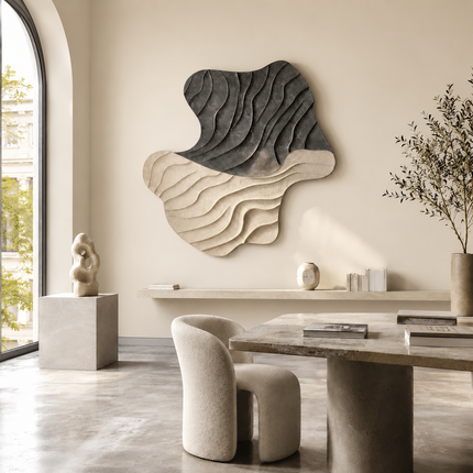 Flowing Terrain Japandi Wall Art – Organic Wave Relief Sculpture for Living Room, Entryway & Modern Interiors