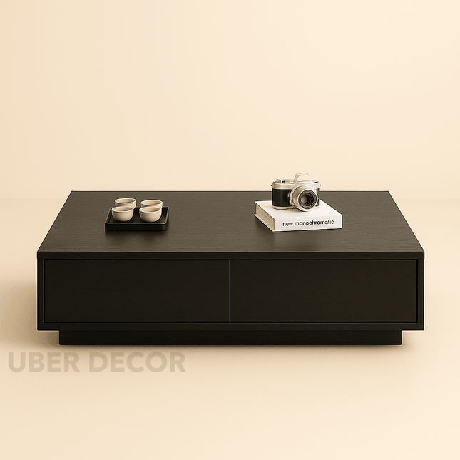 Kurova Linea – Modern Coffee Table, Japandi Inspired Low Console, Flat Base, Living Room Coffee Table and TV Unit Set