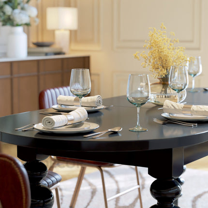 Ebon Nest Oval Dining Table Classic Contemporary Design with Turned Wooden Legs for Dining Room