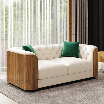 Lublin Luxury Modern Sofa Set for Living Room with Tufted Upholstery and Wooden Frame