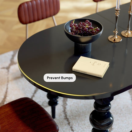 Ebon Nest Oval Dining Table Classic Contemporary Design with Turned Wooden Legs for Dining Room