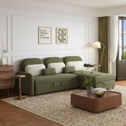 MONZA- Modern L Shaped Convertible Sofa Bed with Storage and Side Table for Living Room