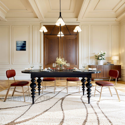 Ebon Nest Oval Dining Table Classic Contemporary Design with Turned Wooden Legs for Dining Room