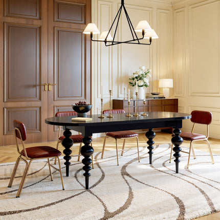 Ebon Nest Oval Dining Table Classic Contemporary Design with Turned Wooden Legs for Dining Room