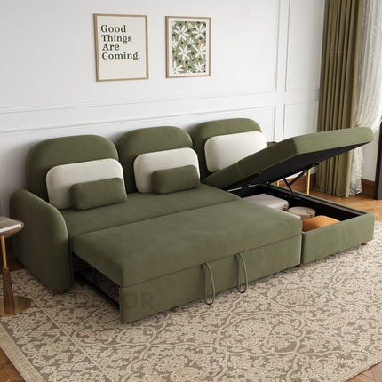 MONZA- Modern L Shaped Convertible Sofa Bed with Storage and Side Table for Living Room