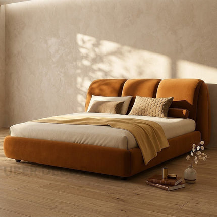 Dreamy Drift Wabi-Sabi Curved Bed – Japandi Organic Platform Bed for Modern Bedrooms