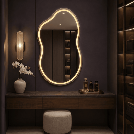 Elodie Cloud-Shaped Frameless Wall Hanging LED Mirror – Front Lit or Back Lit for Vanity & Modern Spaces