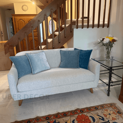 Aroha 2 or 3 Seater Curved Loveseat Modern Minimalist Sofa with Tapered Legs for Living Room