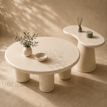 Tisza Cloud Wabi-Sabi Nesting Coffee Table – Japandi Minimalist Space-Saving Center Table for Modern Living Rooms