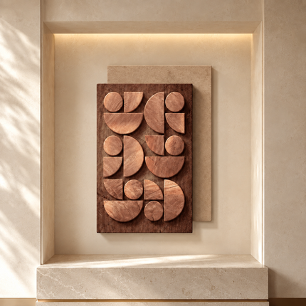 Circle Form Harmony Japandi Wooden Wall Art – Semi Circle for Entryway