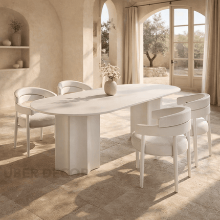 Caldera Oval Dining Table Contemporary Minimalist Design Sculptural Pedestal Base Ideal for Dining Room