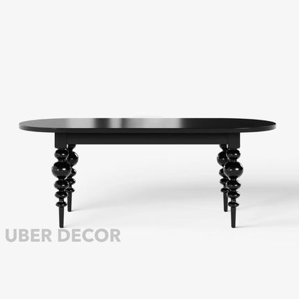 Ebon Nest Oval Dining Table Classic Contemporary Design with Turned Wooden Legs for Dining Room