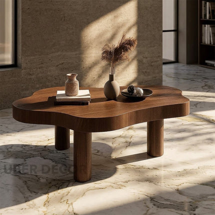 Tocantins Cloud Wabi-Sabi Coffee Table – Japandi Organic Nordic Solid Wood Center Table for Living Room