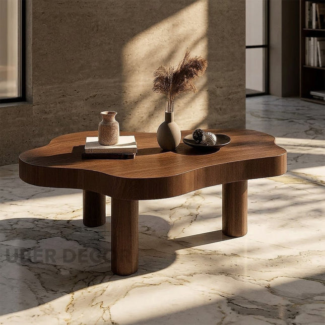 Tocantins Cloud Wabi-Sabi Coffee Table – Japandi Organic Nordic Solid Wood Center Table for Living Room