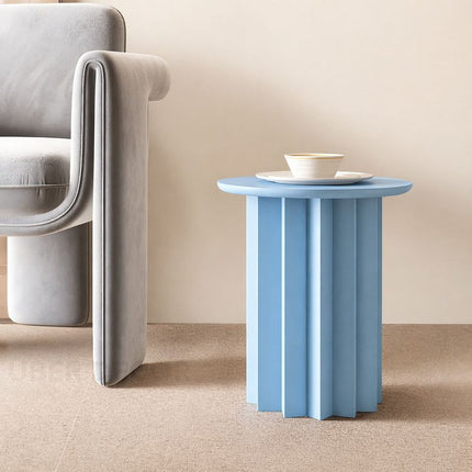 Pripet Modern Round Sculptural Minimalist Side Table with Pleated Column Base for Living Room