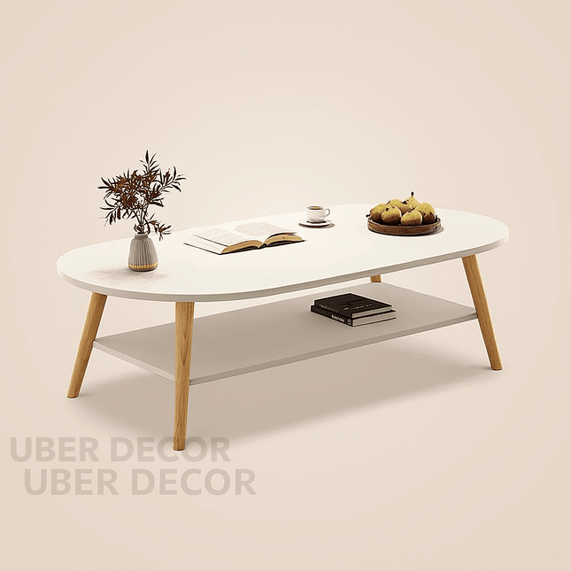 Orinoco Luxe Modern Coffee Table – Polished Walnut Veneer Top with Brass Trim – Versatile Round Centerpiece for Living Room, Dressing Corners, or Lounges