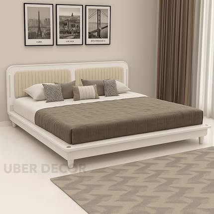 SheeshamNest Contemporary Modern Upholstered Platform Customisable Bed for Minimalist Bedroom