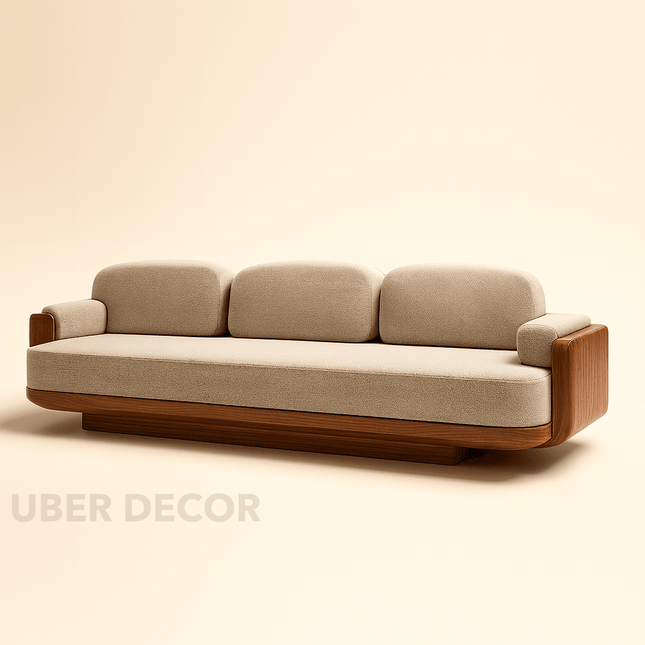 Pondicherry 3-Seater Modern Wooden Sofa Minimalist Luxury Couch for Living Room