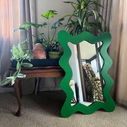 Wavy Edge Full-Length Mirror-Modern Large Irregular Asymmetric Designer Standing Mirror for Bedroom