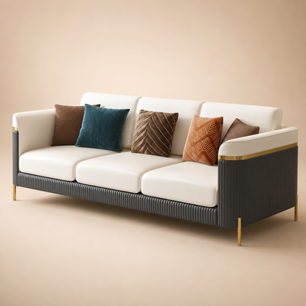 Nicosia Luxury Modern Art Deco Sofa with Fluted Base Design Customisable Designer Couch for Executive Interiors