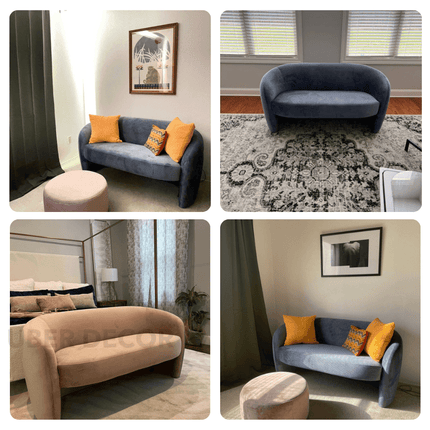 Bergen 61" Upholstered 2 Seater Loveseat Elegant Sculptural Sofa for Living & Lounge