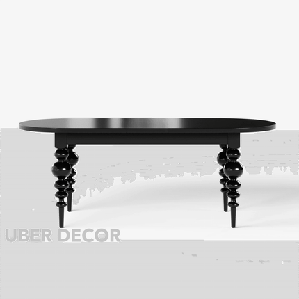 Ebon Nest Oval Dining Table Classic Contemporary Design with Turned Wooden Legs for Dining Room