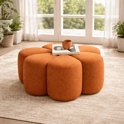 Flora Ottoman Stool - Stylish Flower Shaped Ottoman - Perfect Pouf for Living Room & Modern Sofa Design