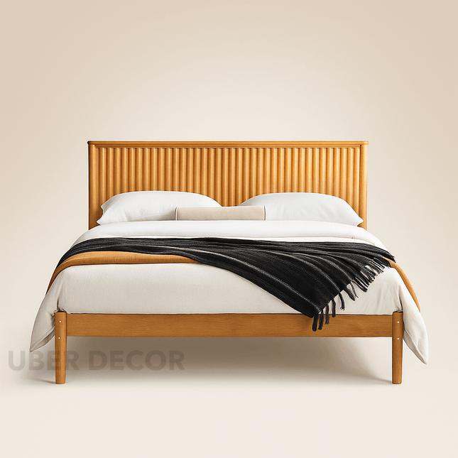 BirchRipple Contemporary Wooden Slat Platform Customisable Bed for Relaxed Interiors