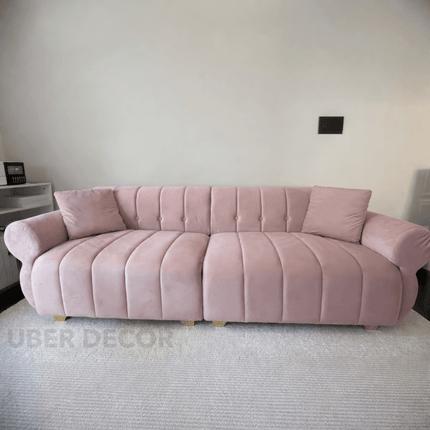 Berlin 89" Sofa- 3 Seater Oversized Minimalist Loveseat Upholstered Cloud Sofa with Gold Legs