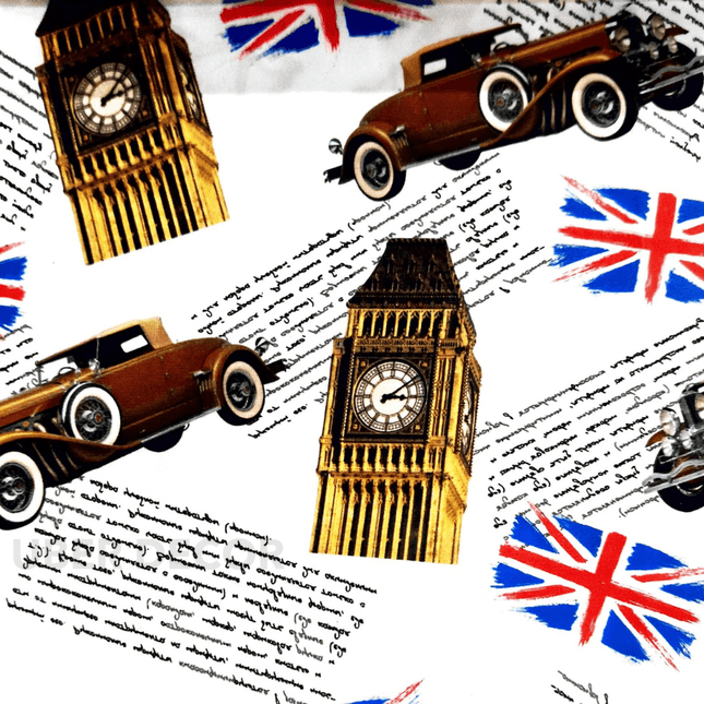 Istanbel Martar - British Vintage Voyage Printed Suede Upholstery Fabric- London Heritage Print