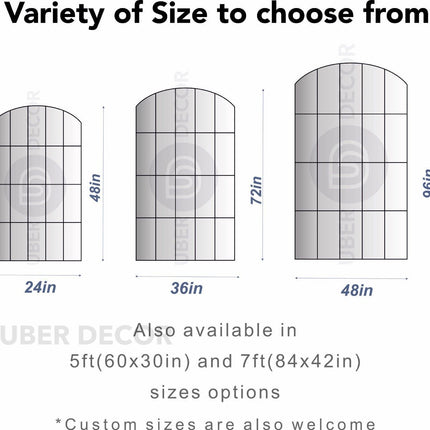 ReflectBow- Soft Arched Top Full Length Window Style Metal Framed Large Size Mirror for, Bedroom, Living Room or Outdoor