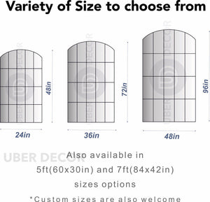 ReflectBow- Soft Arched Top Full Length Window Style Metal Framed Large Size Mirror for, Bedroom, Living Room or Outdoor - Uber Decor