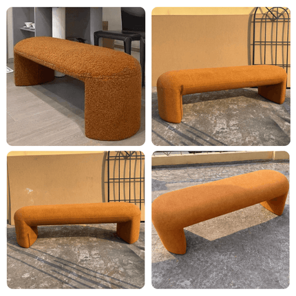 Wool Luxe Hallway Ottoman Bench| Boucle Dresser & Living Room Stool | Versatile Bedroom Makeup Bench