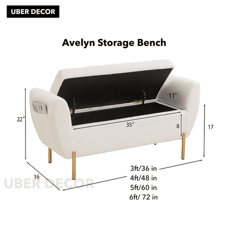 Avelyn Modern European-Inspired Flip Top Storage Bench – Minimalist Entryway & Bedroom Organizer with Luxe Design Appeal - Uber Decor