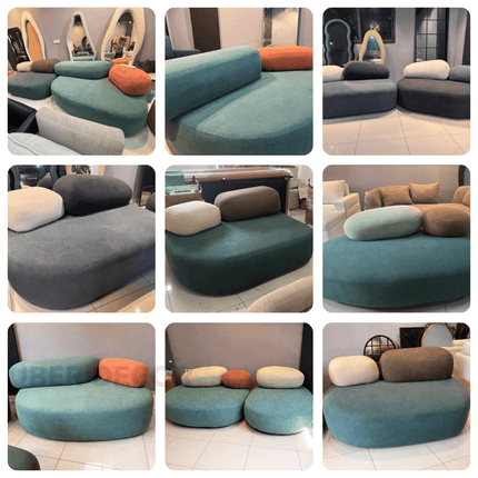 Pebble Cobblestone Curved Fabric Sofa â€“ Artistic Rock-Inspired Modular Design Sofa Set for Living Room