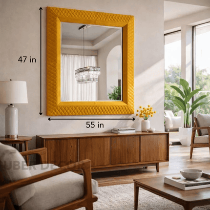 Cambridge Classic Tufted Full Length Square Upholstered Mirror - Uber Decor