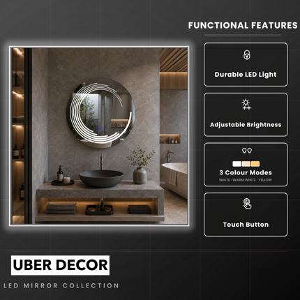 Pluma led mirror front-lit or backlit touch button frameless bathroom and vanity mirror