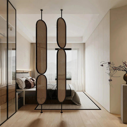 RAVENI Handcrafted Wooden Rattan Room Divider for Living Rooms, Lounges & Open Homes with Made-to-Order Customisation