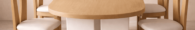 Arelis Oval Dining Table Contemporary Minimal Design Solid Wood Base Made to Order Dining Table for Dining Room and Kitchen Dining Area